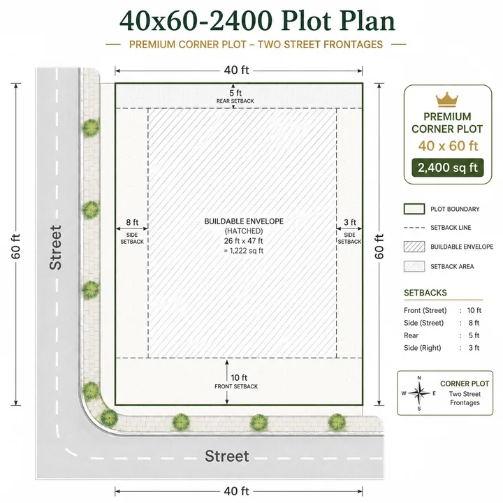 Godrej Plots Malur 40 x 60 ft corner plot 2,400 sq ft plot plan